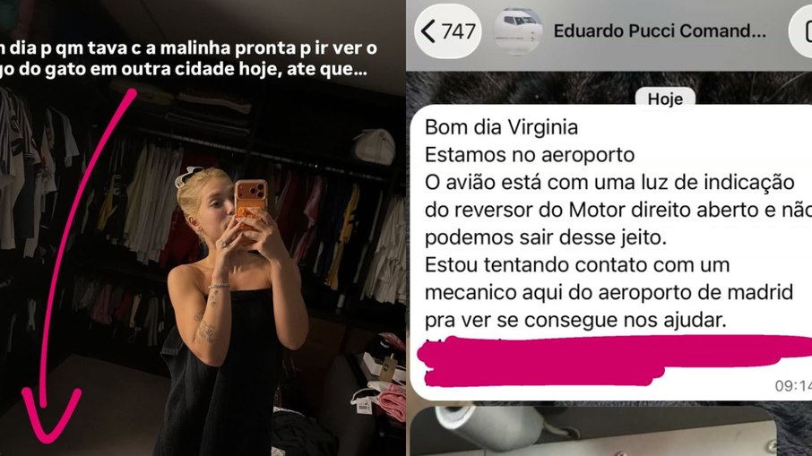 Virginia desiste de voo após receber mensagem de comandante