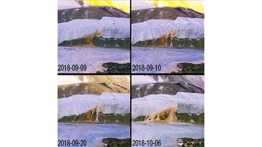 Imagens em time-lapse das Cataratas de Sangue na Antártida.