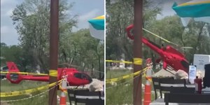 Vídeo mostra momento que helicóptero cai em restaurante