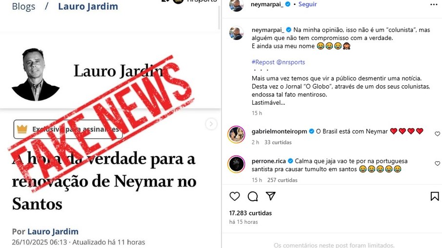 Neymar ataca jornalista após polêmica com pai: 