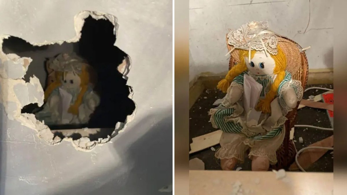 Boneca de pano com bilhete é encontrada dentro de parede de casa