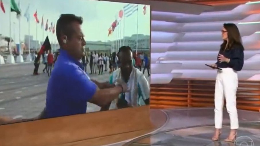 Repórter Eric Faria empurrou torcedor durante passagem no 'Bom Dia Brasil'