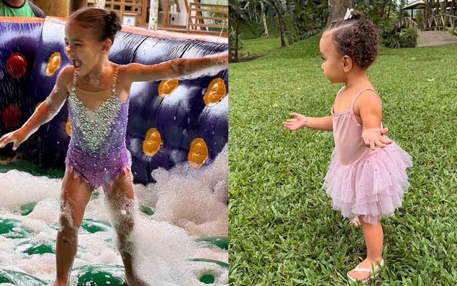 Neymar com as filhas Mavie e Mel
