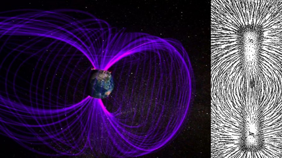 A Terra, ao girar em volta do sol, recebe os ventos solares por um lado, que dão a volta e vão para trás do planeta.