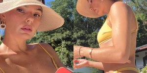 Isis Valverde exibe boa forma com biquíni cavado em dia de sol