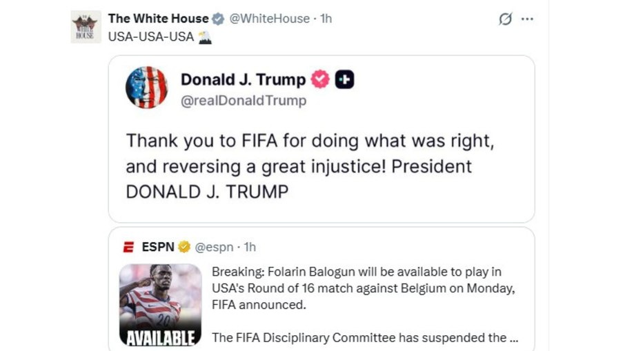 Trump comemora decisão da FIFA que absolveu astro dos EUA na Copa