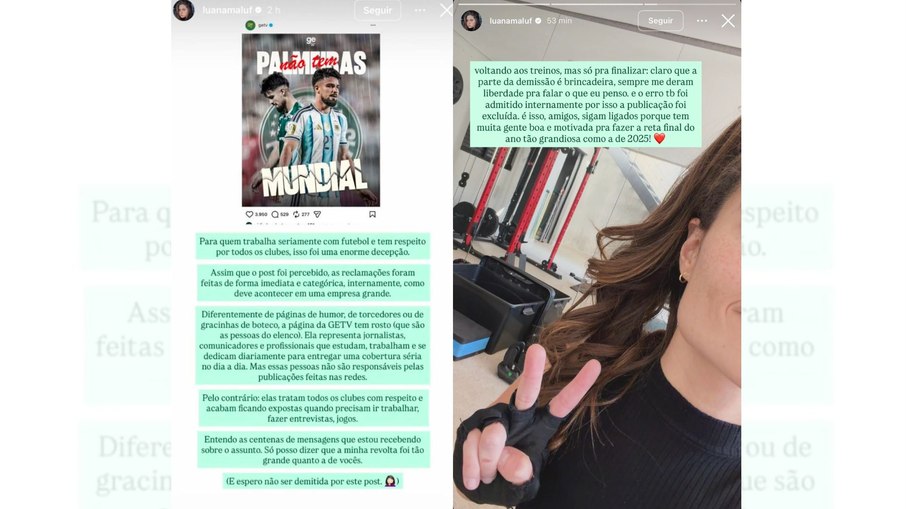 Luana Maluf criticou publicação da getv nas redes sociais Luana Maluf criticou publicação da getv nas redes sociais