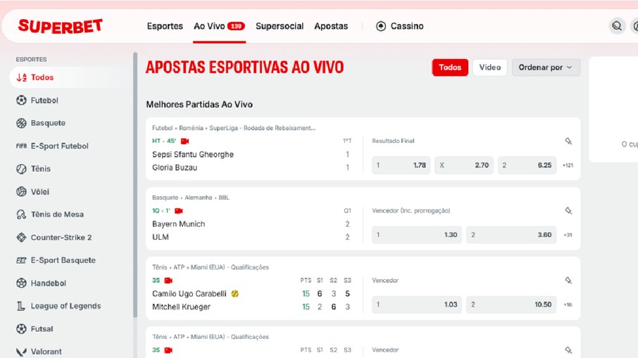 Apostas Esportivas Ao Vivo na Superbet Apostas Esportivas Ao Vivo na Superbet