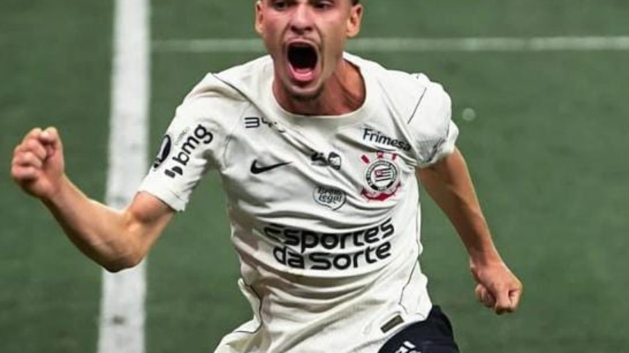 Bidon comemora o gol da vitória sobre o Rosario Central; Timão está nas quartas de final da Libertadores