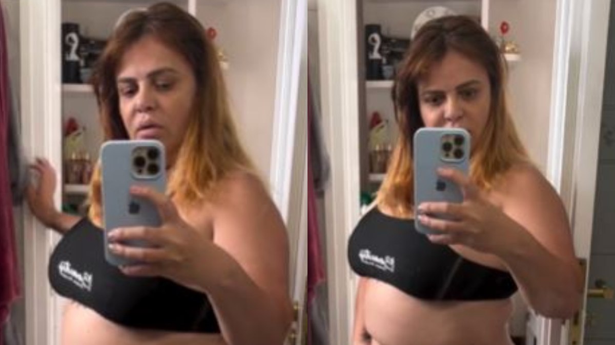 Valentina Francavilla posa no espelho e faz tour pelo corpo: 'A realidade'