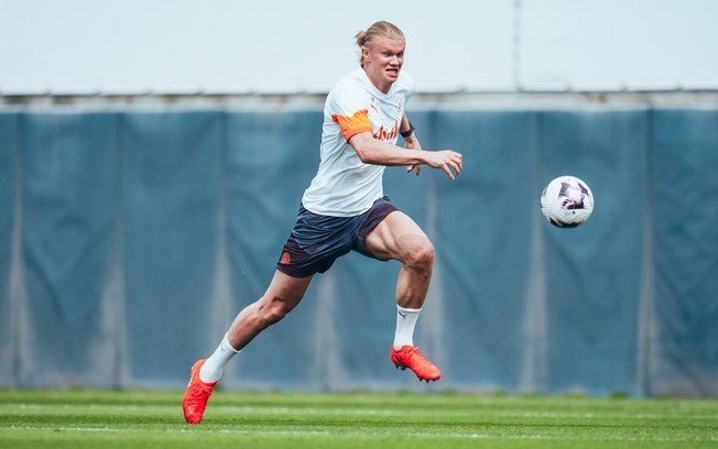 Erling Haaland durante treinamento do Manchester City - Foto: Divulgação / Man. City