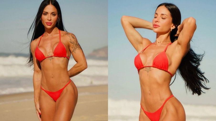 Thamires Hauch chama atenção em saio na praia