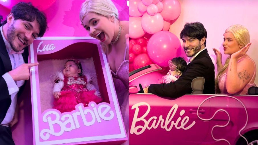 Viih Tube e Eliezer se fantasiam no 3º mês da filha: 'Mini Barbie'