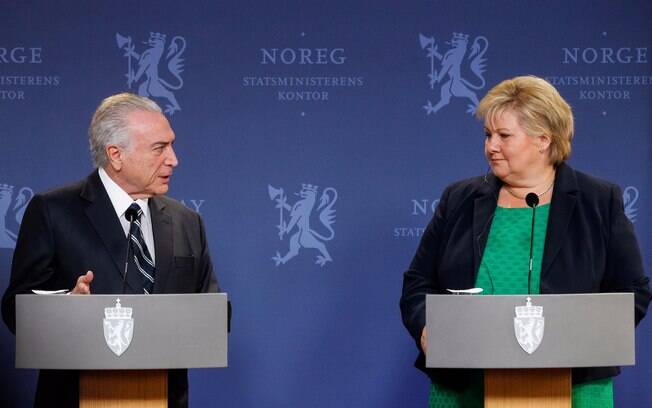 Em discurso direcionada à premiê da Noruega, Temer agradeceu a hospitalidade do povo e do 'rei da Suécia'