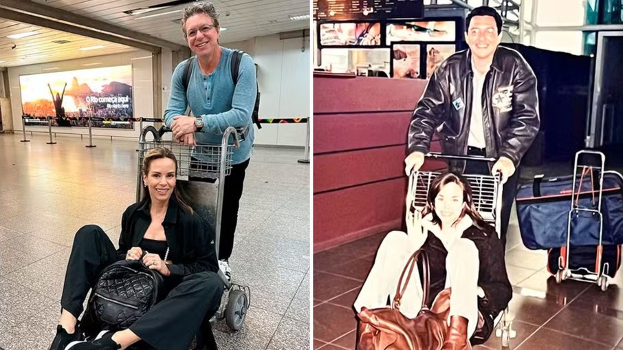 Ana Furtado celebra 24 anos de casada com Boninho e recria foto do início do namoro