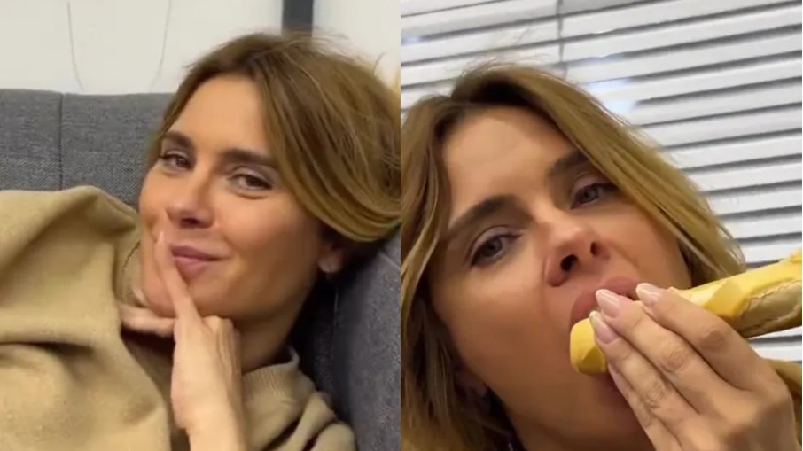 A atriz aparece nos stories de José Loreto comendo o misto quente 