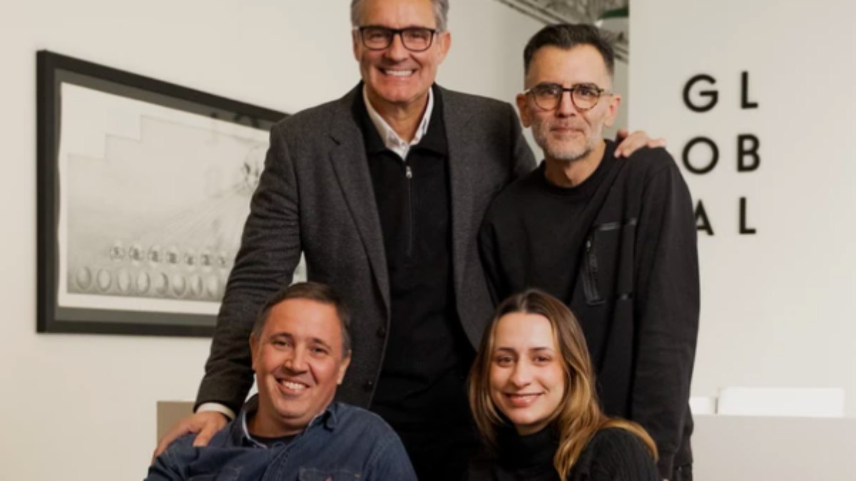 Roberto Simões, Alexandre Skowronsky, Jordana Rosa e Vini Marques, da Global Roberto Simões, Alexandre Skowronsky, Jordana Rosa e Vini Marques, da Global