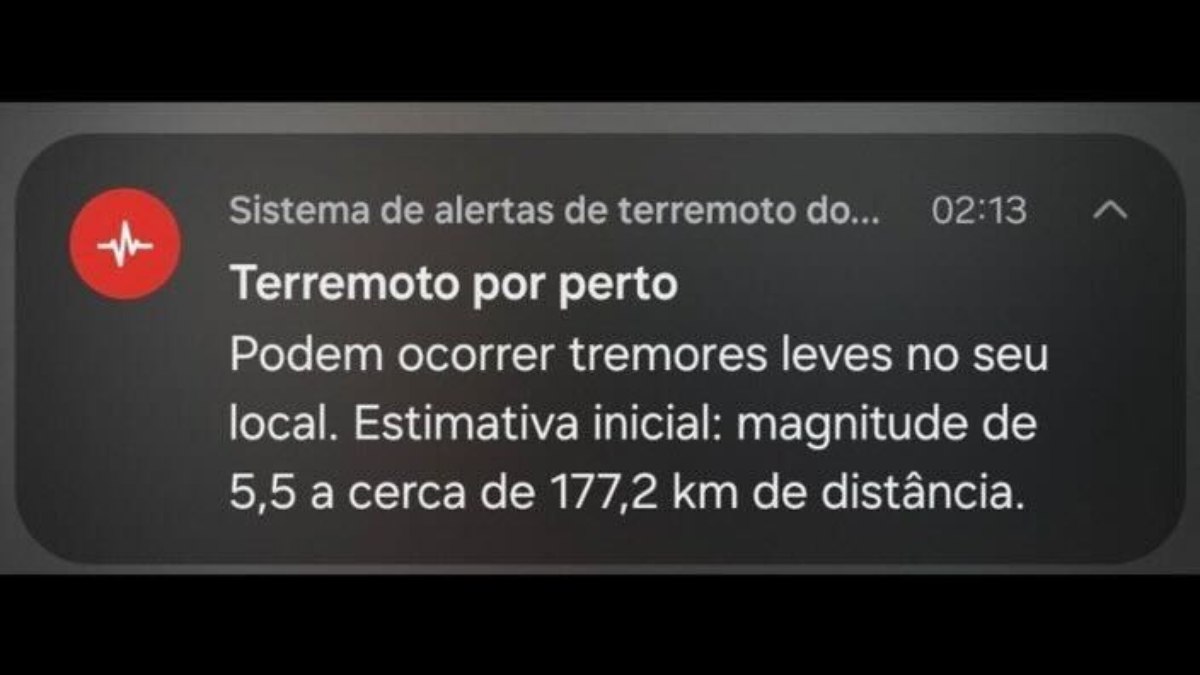 Alerta de terremoto em SP em celular Android Alerta de terremoto em SP em celular Android