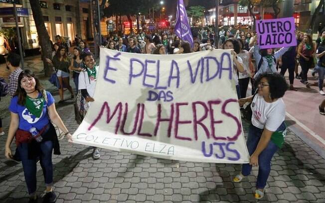 Ato pela legalização do aborto, no Rio de Janeiro, em 2018 