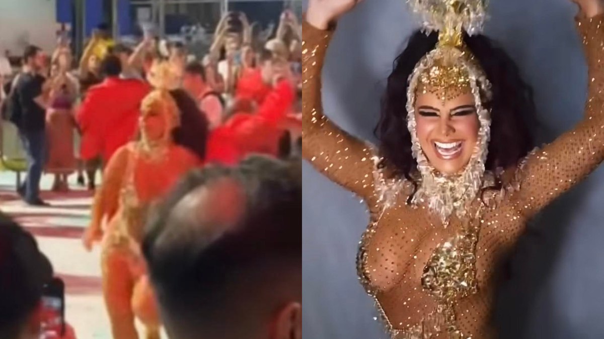 Viviane Araujo leva tombo durante desfile de carnaval