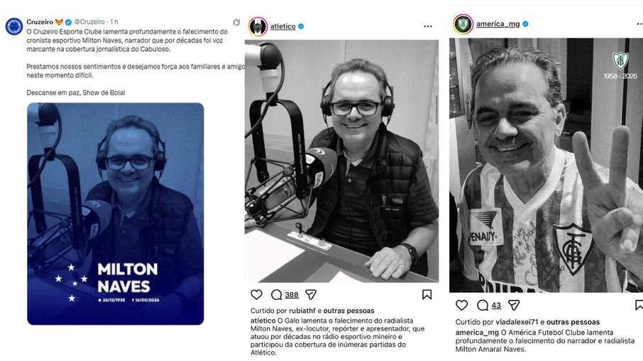 Clubes lamentam a morte do radialista Milton Naves