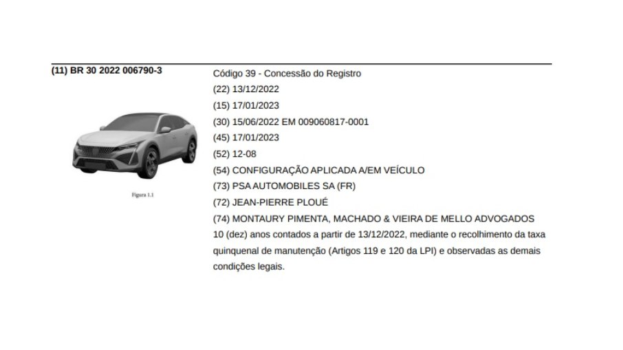 Registro Peugeot 408 INPI