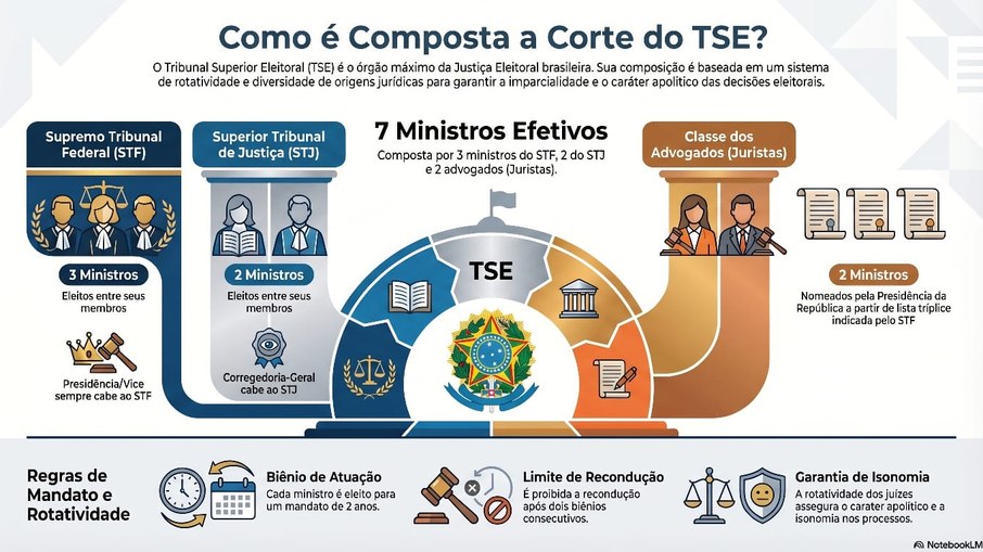A presidência do TSE é de duração de dois anos e há uma rotatividade ordenada de ministros para a vaga.