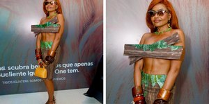 Gaby Amarantos usa look diferentão para evento temático