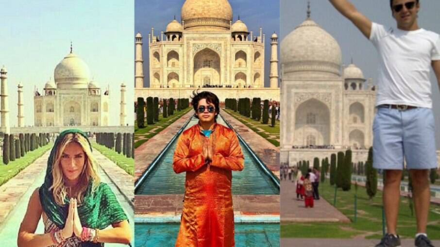 Os famosos não deixaram passar a oportunidade de tirar uma foto junto a um dos pontos turísticos mais famosos do mundo