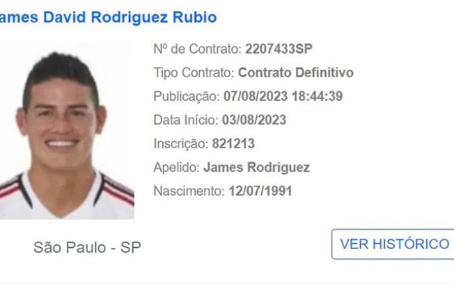 James Rodríguez é registrado no BID e pode estrear pelo São Paulo