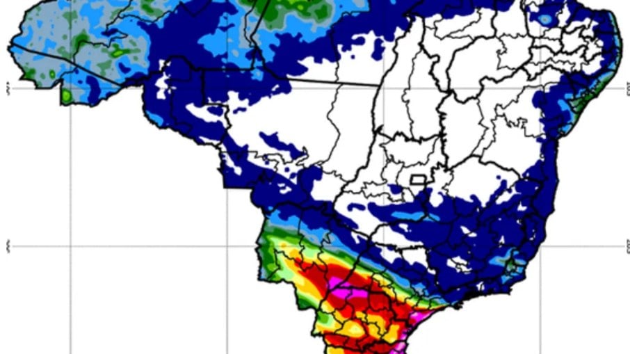 Mapa da meteorologia Brasil, junho de 2023 - INMET 