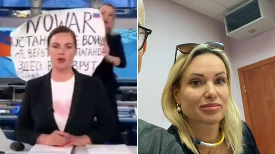 Marina Ovsyannikov protestou contra a guerra entre a Rússia e a Ucrânia durante transmissão de um jornal russo