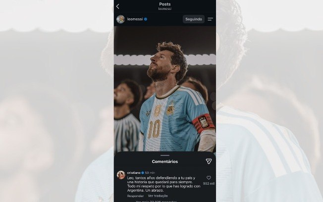 CR7 se rende a Messi após adeus à Argentina: 