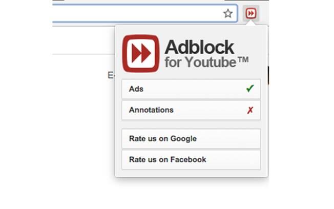 Você pode configurar as opções do Adblock clicando no ícone que se encontra no canto superior direito da tela.