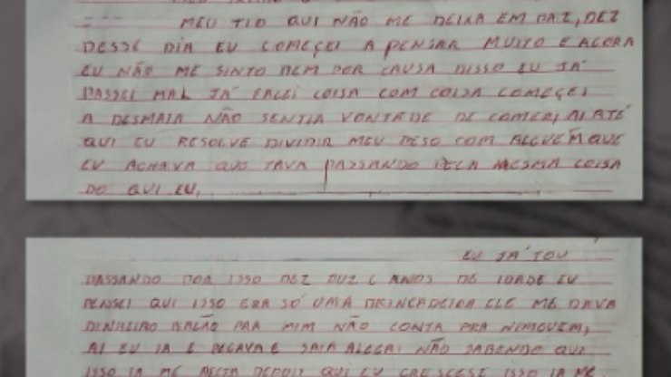Criança escreve carta e denuncia abusos de tio e padrasto