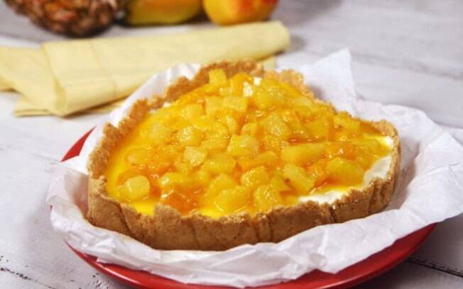 Foto da receita Cheesecake com Frutas Amarelas pronta.