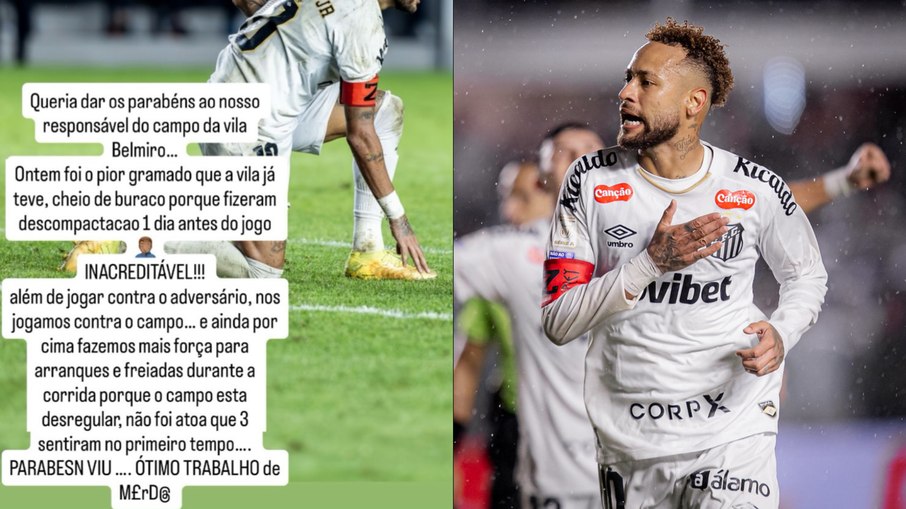 Neymar fez uma publicação em seu perfil no Instagram detonando o estado do gramado