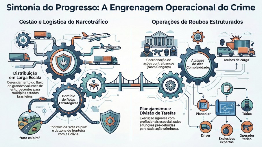 Além do tráfico, a “Sintonia do Progresso” também é apontada como responsável pela coordenação de roubos estruturados