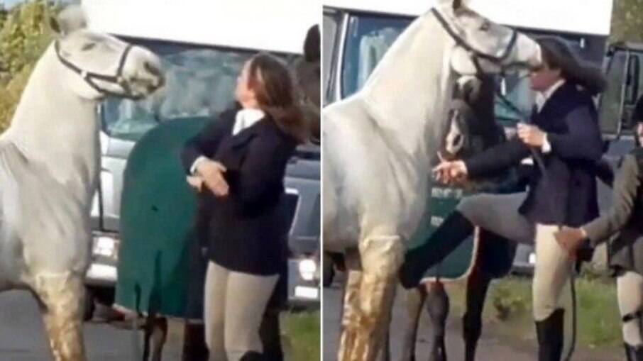 Mulher agride cavalo em clube de equitação, na Inglaterra