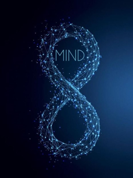 logomarca MIND 8 formada por um símbolo do infinito na vertical