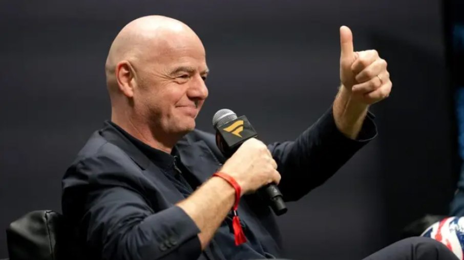 Gianni Infantino, presidente da FIFA, durante evento nos EUA Gianni Infantino, presidente da FIFA, durante evento nos EUA