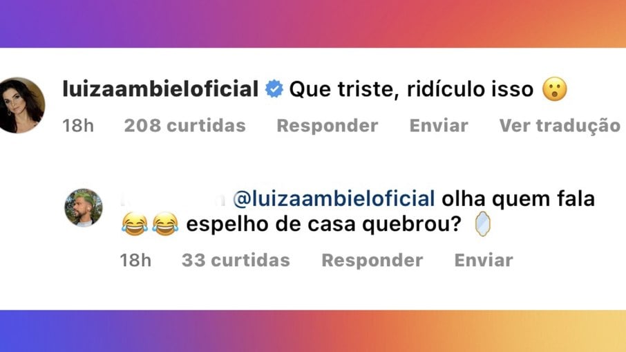 Print do comentário de Luiza Ambiel no post de Fabíola Reipert  