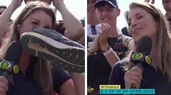 Repórter cheira tênis de torcedor ao vivo após 