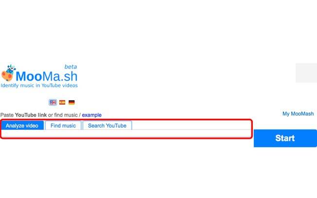 Cole a URL do vídeo que você deseja analisar a procura de músicas na barra de pesquisas do MooMa.sh.