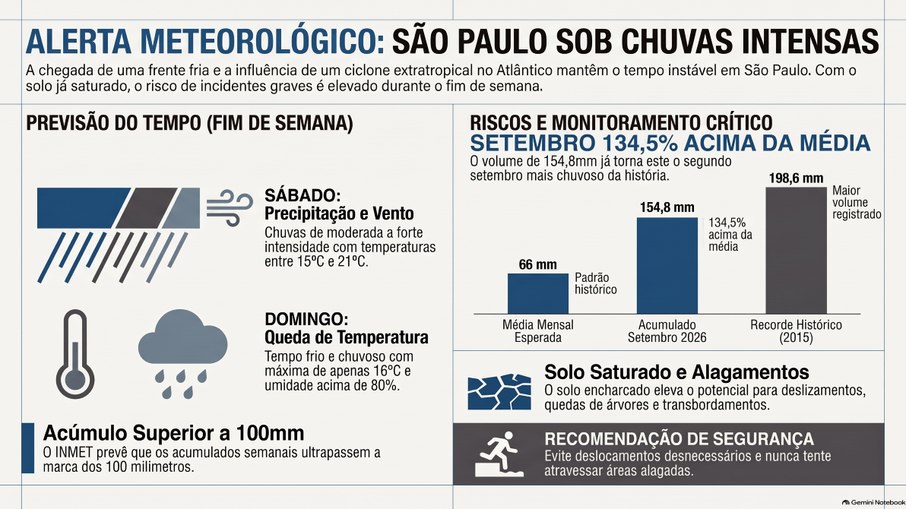 Chuva forte deve continuar em SP e piorar neste domingo (13) Chuva forte deve continuar em SP e piorar neste domingo (13)