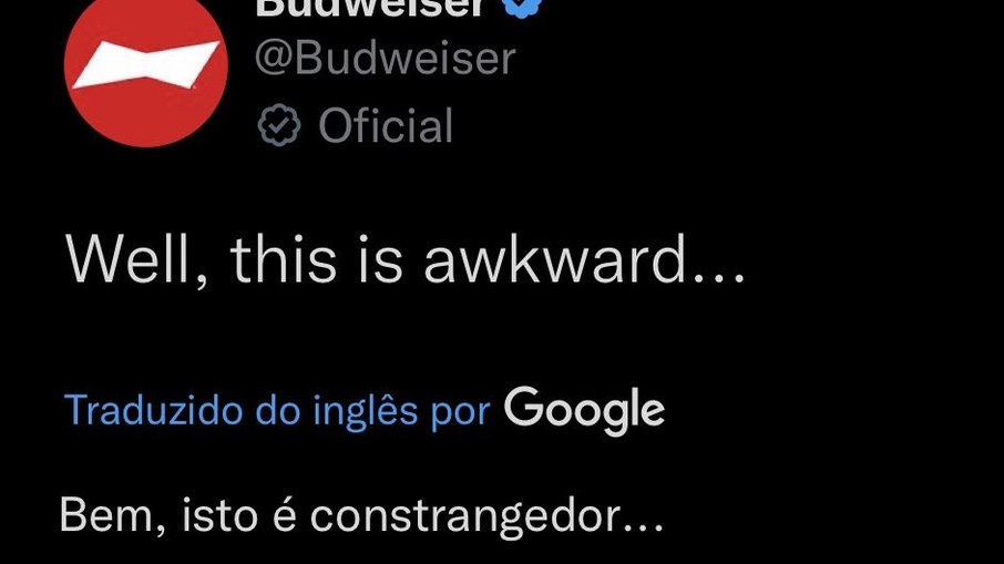 Budweiser fez tweet logo após a notícia da proibição ser veiculada