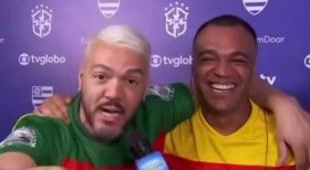 Belo e Denilson se encontram pela 1ª vez no Futebol Solidário