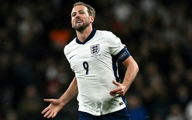 Harry Kane durante a vitória da Inglaterra contra a Irlanda na Liga das Nações da Uefa. Em Londres, em 17 de novembro de 2024