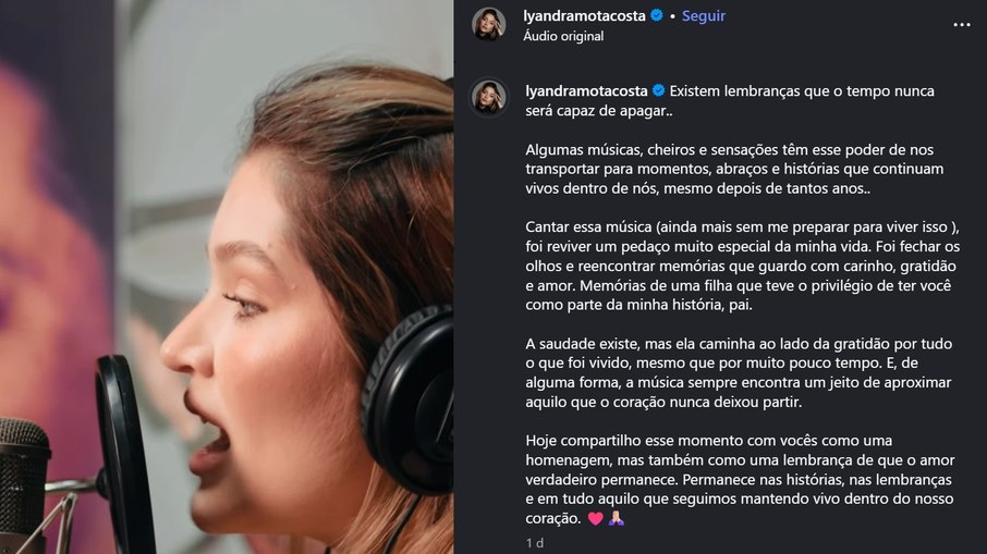 Lyandra canta música do pai 