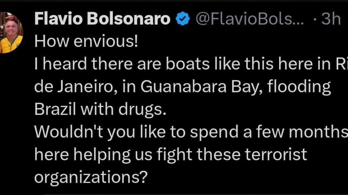 Postagem no X de Flávio Bolsonaro Postagem no X de Flávio Bolsonaro